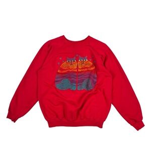 Laurel Burch Vintage Red Cat Sweatshirt